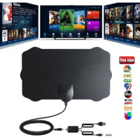 Antena TV Digital, Julat 50 Batu, Antena Dalaman HDTV Sedia 4K, dengan Penggalak Isyarat dan Penguat