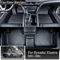 Car Floor Mats For Hyundai Elantra Avante i30 Sedan CN7 2021 2022 2023 2024 Waterproof Foot Cover Mat LHD Carpet Car Accessories
