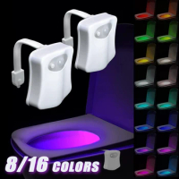 8/16 Color LED Smart Sensor Light Toilet Lid Night Light Motion Sensor Waterproof Backlight Toilet Lid Light WC Toilet Light