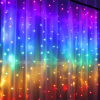 Amazon Neon Color LED Rainbow Curtain Light USB Dimmable Plug-in with Hook LED Curtain Light Room De