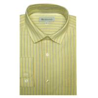 【MURANO】休閒牛津長袖襯衫-黃條(台灣製、現貨、牛津、條紋)