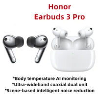 Original Honor Earbuds 3 Pro 46dB Adaptive ANC W-1st 5C Charging Wireless TWS Earphone Body Temperature Coaxial Dual-Driver 11mm