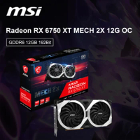 MSI New Radeon RX 6750 XT MECH 2X 12G OC Graphic Card GDDR6 192bit 7nm 6700XT 8+8Pin 2618MHz AMD GPU Support AMD Intel CPU