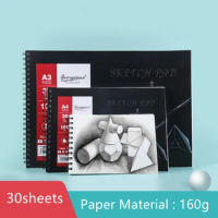 25 Sheet A3/A4/A5 140gsm Black Paper Watercolor Sketchbooks for