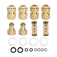 Premium Brass Garden Hose Connector Brass Hose Fittings 1/2Inch and 3/4Inch Fauce Adapter Rust Resistant Fitting Set