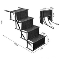 內地直送 - 四步黑色戶外寵物狗梯階梯鋼管梯可摺疊狗梯可伸縮梯易收納