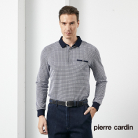 Pierre Cardin皮爾卡登 男款 網眼印花長袖POLO衫-白(5205264-90)