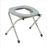 Portable Toilet Seat – Compact Lightweight Indoor Outdoor Commode Heavy-Duty Stainless-Steel Chair is Durable &amp; Convenient For