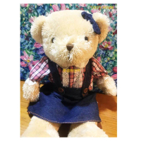 【TEDDY HOUSE 泰迪熊】泰迪熊玩偶公仔絨毛娃娃紅格牛仔女泰迪熊小