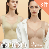 【Kosmiya】3件組 德絨蓄熱保暖蕾絲罩杯背心/保暖衣/發熱衣/無鋼圈/女內衣/打底衣/內搭(4色可選/XL-3XL)