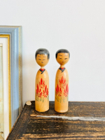 日本昭和 鄉土玩具 傳統民蕓 一木雕木芥子木偶置物擺飾