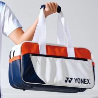 YONEX High Quality Durable Badminton Racket Sports Bag PU Leather Mini Tournament 2-3 Pieces Tennis Racquet Bag Unisex White