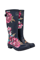 跩狗嚴選 代購 英國 JOULES WELLIES Boots 深藍 手繪花朵 可調整腿圍 長筒雨靴 雨鞋 高筒 威靈頓