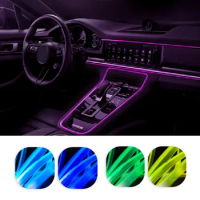 1M/2M/3M/5M Car EL Wire Ambient Strip Lamp Interior Neon Cold Flexible Light Tube Rope LED Lights Auto Accessories