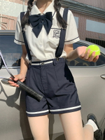 七夜時差原創北島中學生校服運動套裝jk制服polo襯衫背帶褲體操服