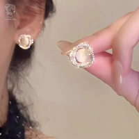 Anting Emas Lapis Klasik Batu Mata Kucing Elegan Vintage Kristal Full Aksesoris Anting Mewah Klasik 