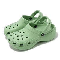 Crocs 洞洞鞋 Classic Platform Clog W 女鞋 純綠色 經典雲朵克駱格 增高 卡駱馳(206750374)