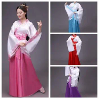 Ancient Traditional Chinese Women Elegant Hanfu Dress Fairy Embroidery Stage Folk Dance Costume Retro Han Dynasty