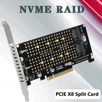 Bộ điều khiển RAID PCIe Dual M.2 NVME sang PCIe X8 4.0, thẻ chia hai cổng (M.2 NVME và M Key), hỗ tr