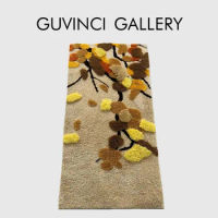 GUVINCI Japanese Artistic Tufted Throw Rugs The Song Of Seasons Inspired Luxury Carpet Handmade Bath Mat 70x140cm Autumn Sense