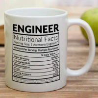 11oz Engineer Nutritional Facts Funny Coffee Mug  Inspirational And Motivational
