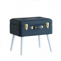 【FL 滿屋生活】ICHIBA 多功能造型收納皮革椅凳-海軍藍(收納/儲物箱/矮凳/矮椅/邊桌/穿鞋椅)