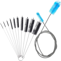 Promotion! Aquarium Filter Brush Set, Flexible Double Ended Bristles Hose Pipe Cleaner with Stainless Steel Long Cleaning Brush