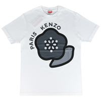 KENZO Pop海棠花LOGO印花棉質短袖T恤(男款/白)