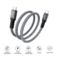 USB 4.0 Data Cable For Thunderbolt 4 Type C to Type C PD 240W Fast Charging 40Gbps 8K@60Hz Wire For Laptop Cell Phone Accessory