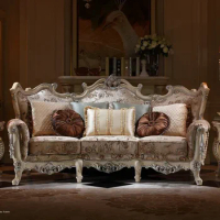 Custom ivory white carved fabric sofa combination 123 birch sofa household high-grade furniture