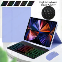 Tab S9 FE Clavier Azerty Rainbow Backlit Keyboard for Samsung Galaxy Tab S9 FE 10.9'' SM-X510 X516B English Spanish Keyboard