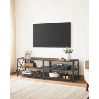TV Console for TVs Up to 70 Inches Steel Frame TV Cabinet With Storage Shelves Free Shipping 63 Inches Width Stand Table Living