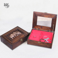 泰國實木樹脂大象首飾盒戒指手鏈整理盒木質復古帶鏡子化妝盒飾品