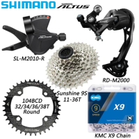 SHIMANO ALTUS M2000 9 Speed Groupset Derailleurs SL-M2010-9R Shifter Sunshine 36T/40T/42T/46T/50T Cassette KMC Chain Bicycle Par