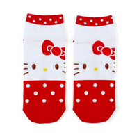 小禮堂 Hello Kitty 成人棉質短襪 23-25cm (紅大臉點點款)