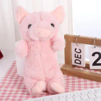 Large Capacity Stationery Pig Pencil Case Cartoon Chubby Pig Downy Pencil Case Pig Pink Funny Piggy Plush Pencil Bag