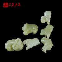 純天然玉石隨葬品岫玉六畜牛馬羊豬狗雞六畜興旺骨灰盒墓地陪葬品
