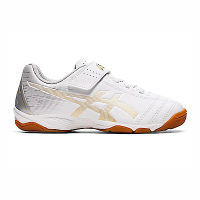 Asics Juniole 6 IN [1104A044-122] 大童 足球鞋 運動 室內 訓練 平底 魔鬼氈 白 金