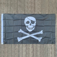 xvggdg 90* 150CM 90x150cm Large Skull Headband Crossbones Pirates Flag Jolly Roger Roger polyster flag