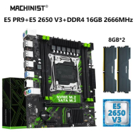 MACHINIST X99 Motherboard Combo LGA 2011-3 Processor Xeon E5 2650 V3 Kit CPU 16GB=2*8g DDR4 2666MHz RAM Memory NVME M.2 SATA PR9