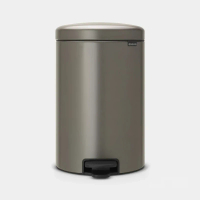 比利時製 20L 不銹鋼靜音緩降圓形腳踏垃圾桶 H46.7 x L38 x W29cm 鉑金 114045