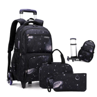 School Bag With Wheels School Rolling Backpack Wheeled Bag Students Kids Trolley Bags For Boys Travel Luggage with Lunch Box