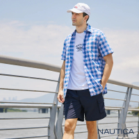 【NAUTICA】男裝 經典小格紋短袖襯衫(藍色)