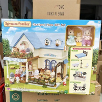 Anime Sylvanian Doll Families Figures Blue Holiday Villa Gift Collection Figures Cute Room Decoration Christmas Gift Toys
