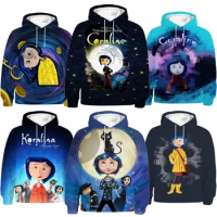 Cosplay Coraline Hoodie Costume for Kids 3D Print Hoodies Boys Girls Cartoon Anime Pullovers Toddler Kids Sweatshirts Tops Coat