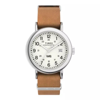 Timex Jam Tangan Unisex Timex Weekender TW2W86500 Indiglo White Dial Brown Leather Strap