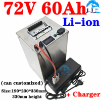 LT-72v 60Ah li-ion lithium battery 72V with BMS for 3000W 5000W club bicycle bike tricycle motorhome AGV +10A charger.