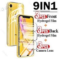 9in1 Full Covers Front Back Hydrogel Film for Apple IPhone XR A2105 Fingerprint Screen Protectors for IPhone X R Camera Lens HD