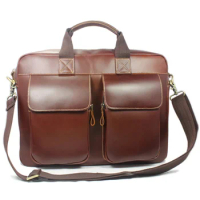 Luxury Italian Genuine Leather Briefcase Men leather 15.6"laptop Bag portfolio Male business bag Tote attache Case Shoulder