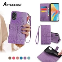 Wallet Case for OPPO A98 A77 A56S A77S A57E A57S A55 A38 A18 A76 A96 2022 A1 A2 Pro A17K F23 Flip Cover Magnetic Case with Strap